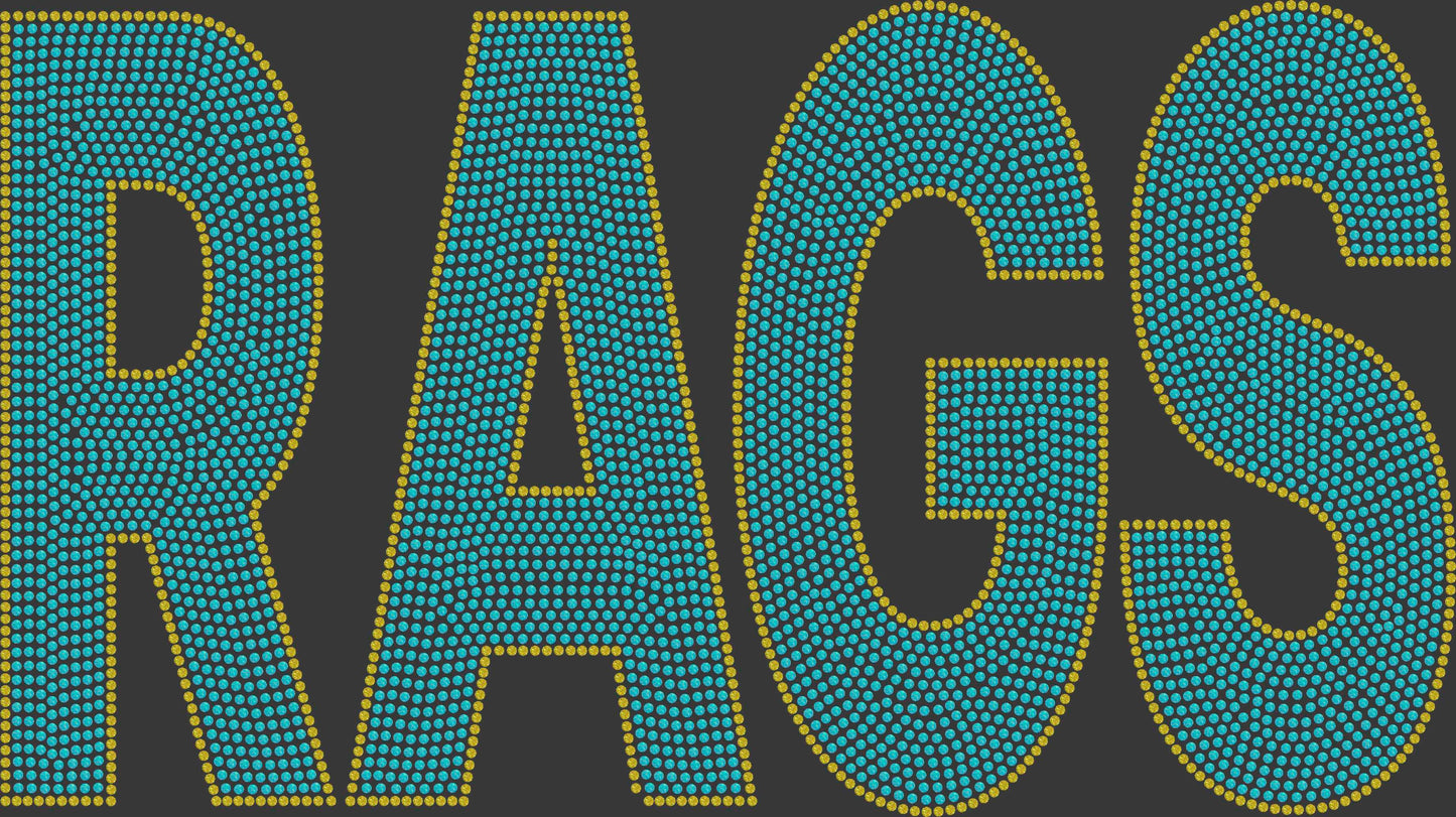 Rags 2-Color Approximately 11" wide Spangle Transfer