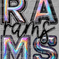 Rams Iridescent Mascot Ready to Press Transfer DTF Transfer Sublimation Transfer