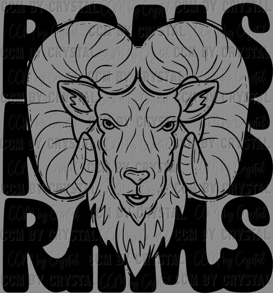 Rams Mascot Sports Ready to Press Transfer DTF Transfer Sublimation Transfer