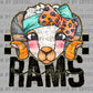 Rams Cartoon Mascot Ready to Press Transfer DTF Transfer Sublimation Transfer