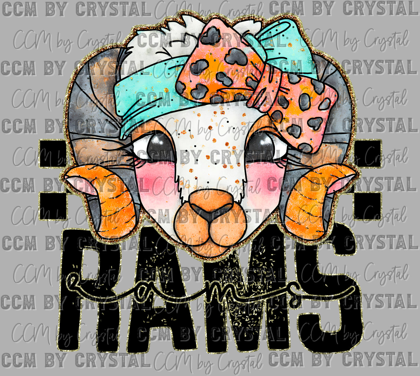Rams Cartoon Mascot Ready to Press Transfer DTF Transfer Sublimation Transfer