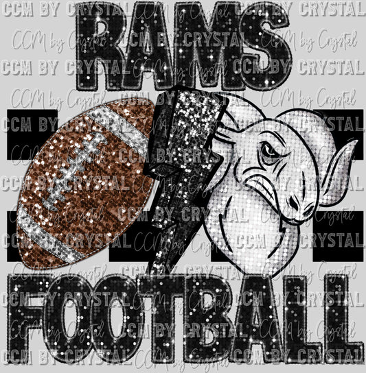 Rams Football Faux Sequins Faux Embroidery Ready to Press Transfer