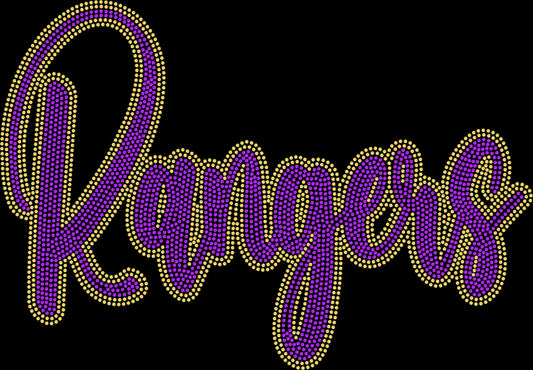 Rangers 2-Color Approximately 11" wide Spangle Transfer