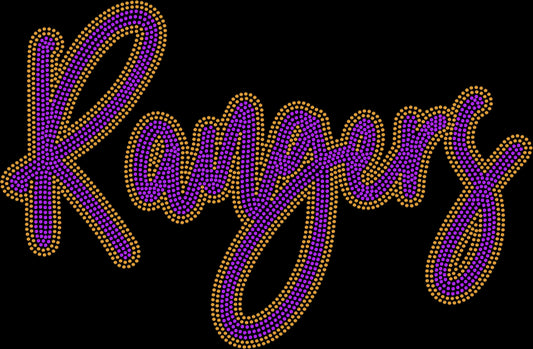 Rangers 2-Color Approximately 11" wide Spangle Transfer