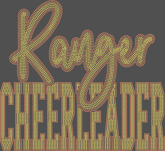 Ranger Cheerleader 2-Color Approximately 11" wide Spangle Transfer