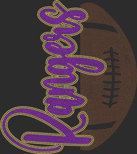 Custom Your Mascot Football 3-Color Approximately 11" wide Spangle Transfer