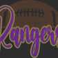 Rangers Football 3-Color Approximately 11" wide Spangle Transfer