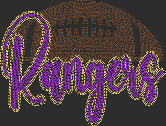 Custom Your Mascot Football 3-Color Approximately 11" wide Spangle Transfer