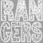 Rangers White Mascot Faux Sequins Faux Embroidery Mascot Ready to Press Transfer
