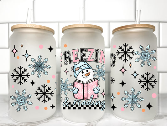 Christmas Winter Freezing and Reading UV Transfer 16oz Libby Glass Can Wrap Ready to Apply