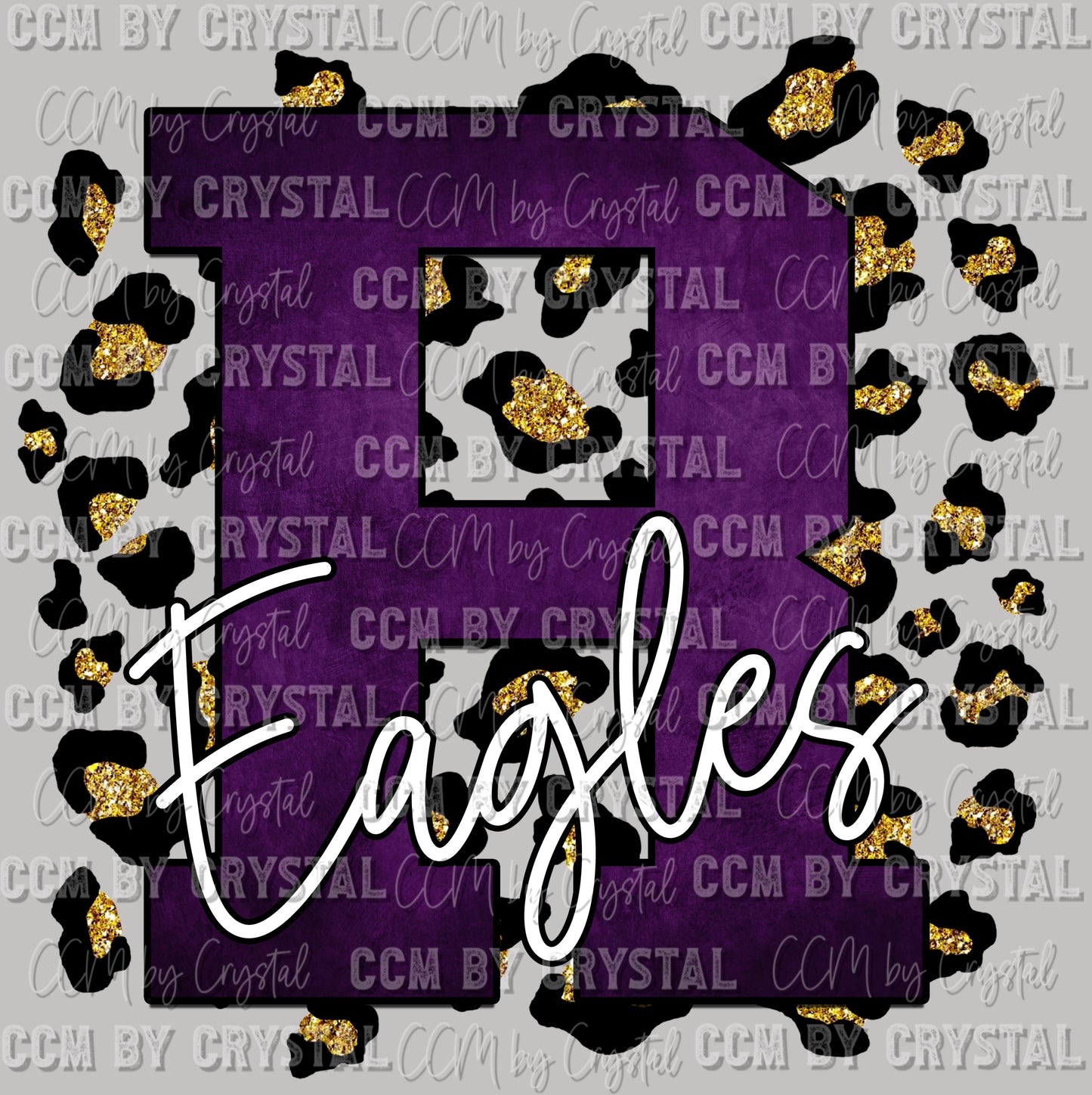 R Eagles Mascot Purple with Gold Leopard Background PNG Digital File ONLY