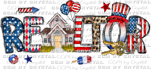 Realtor Patriotic Red White and Blue Ready to Press Transfer