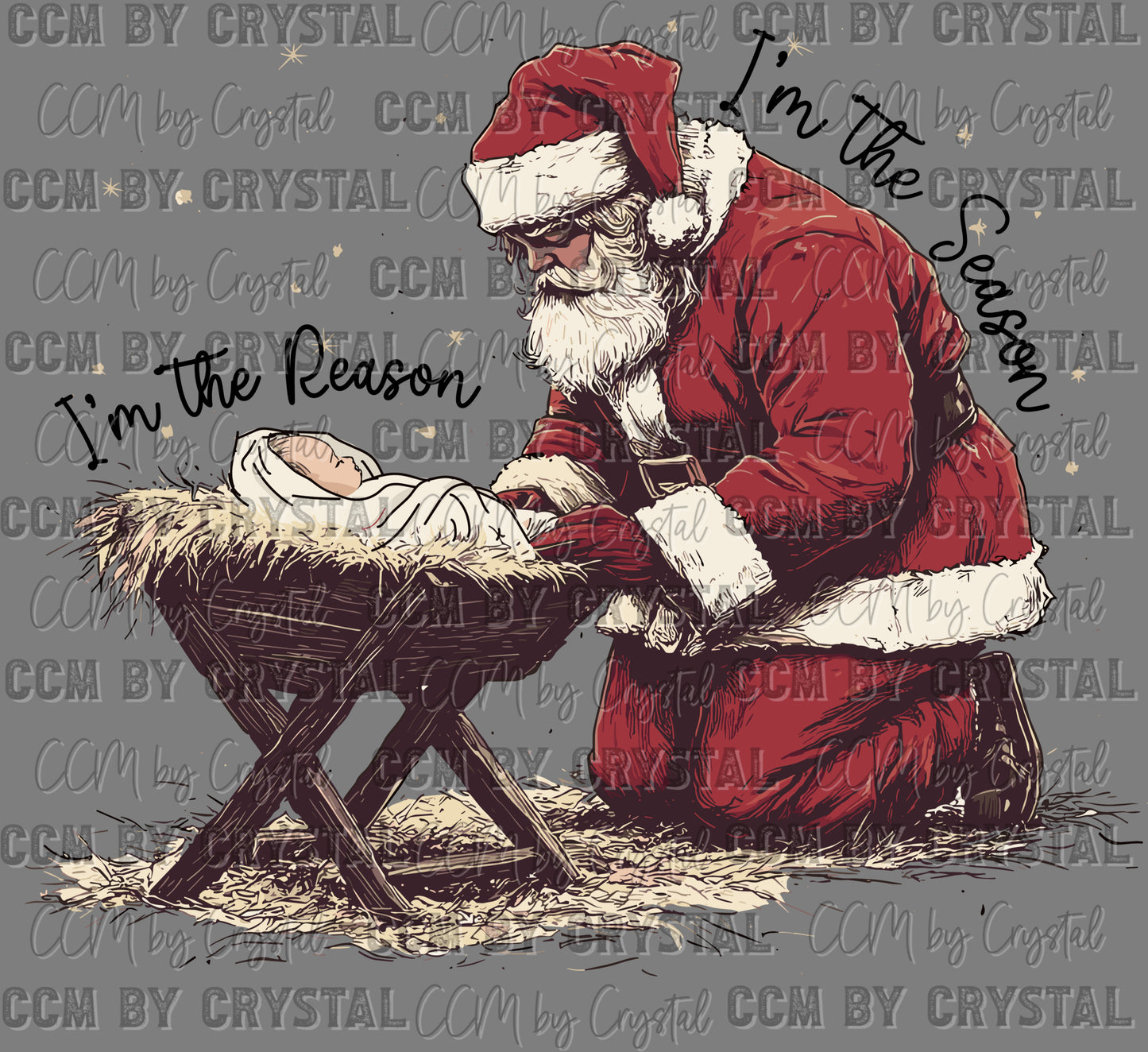 Christmas Manger Santa Ready to Press Transfer DTF Transfer Sublimation Transfer