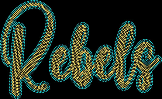 Rebels 2-Color Approximately 11" wide Spangle Transfer