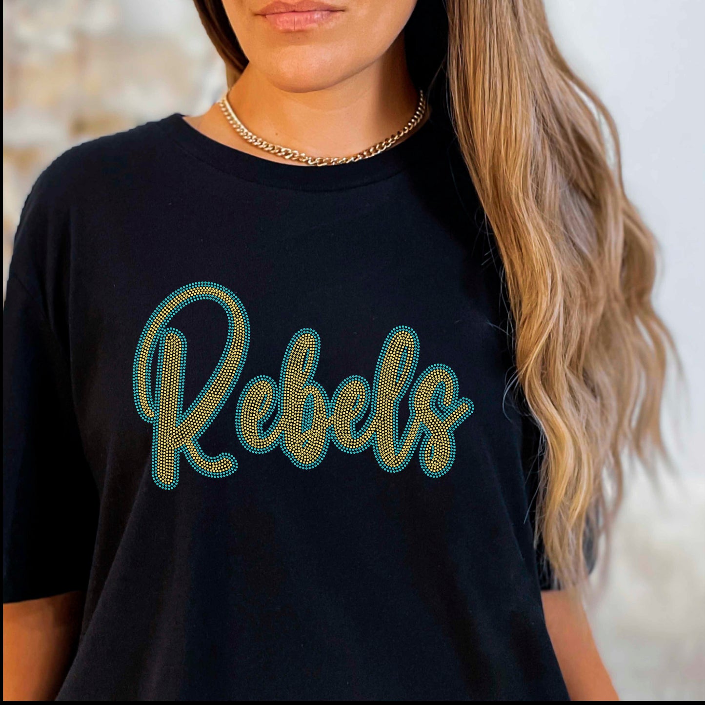 Rebels 2-Color Approximately 11" wide Spangle Transfer