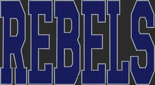 Rebels 2-Color Approximately 11" wide Spangle Transfer