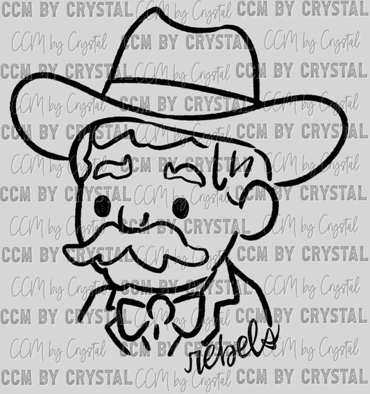 Rebels Mascot Doodle Ready to Press Transfer DTF Transfer Sublimation Transfer
