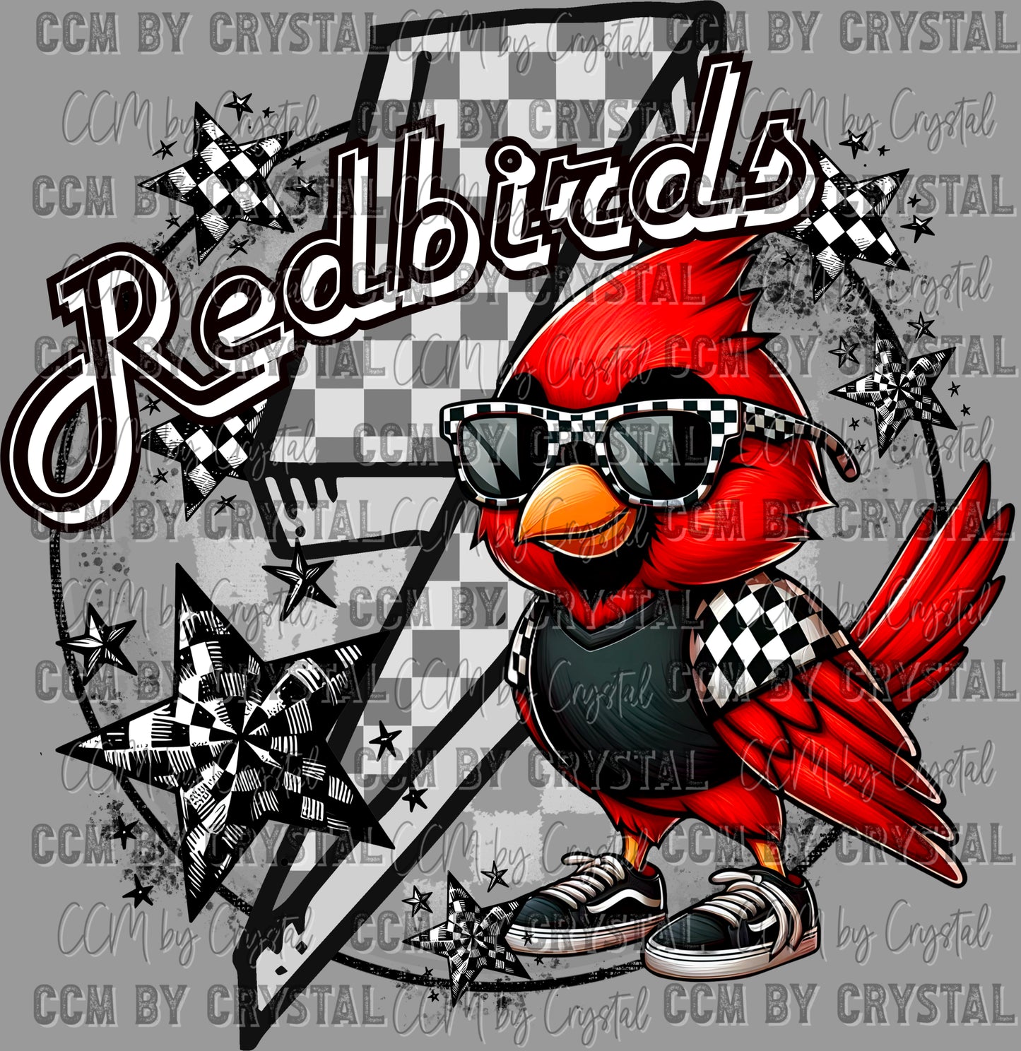 Redbirds Cute Mascot Ready to Press Transfer DTF Transfer Sublimation Transfer