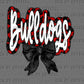 Bulldogs Red Faux Glitter Ready to Press Instant Peel DTF Transfers Sublimation Transfers