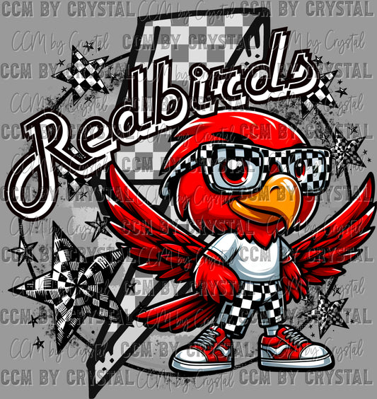 Redbirds Cute Mascot Ready to Press Transfer DTF Transfer Sublimation Transfer
