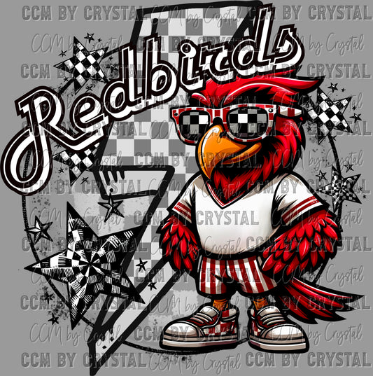 Redbirds Cute Mascot Ready to Press Transfer DTF Transfer Sublimation Transfer