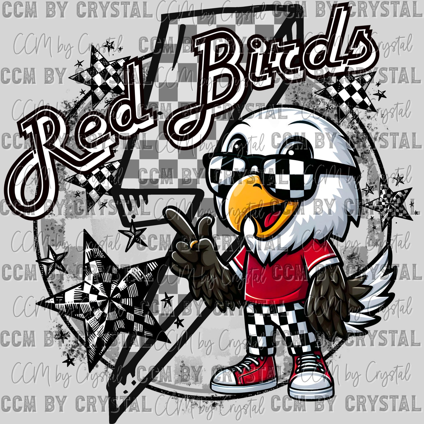 Red Birds Mascot Ready to Press Transfer DTF Transfer Sublimation Transfer