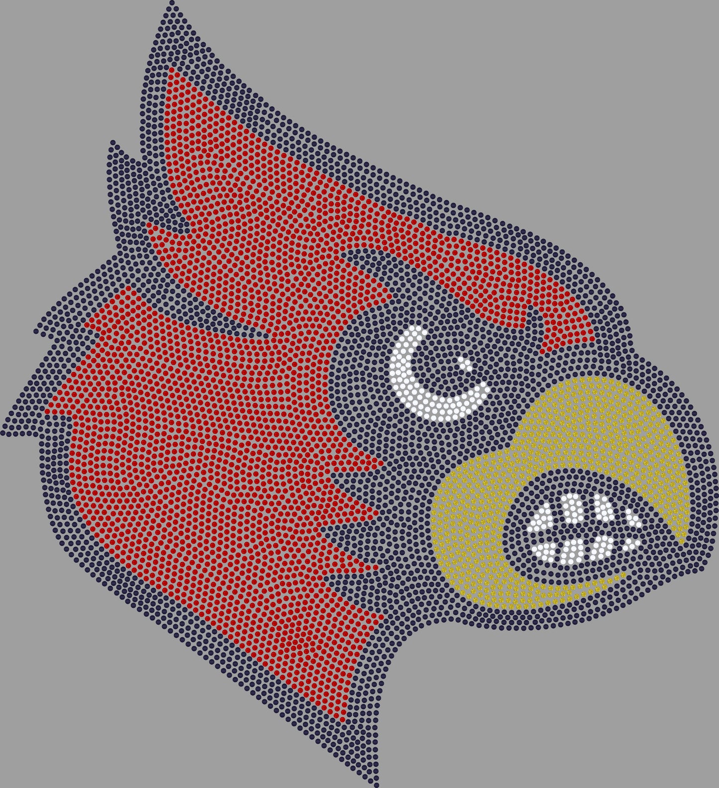 Red Bird Head Approximately 11" Spangle Transfer