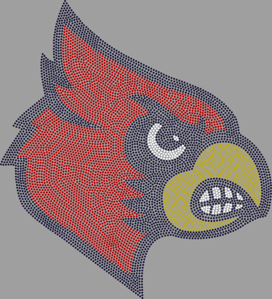 Red Bird Head Approximately 11" Spangle Transfer