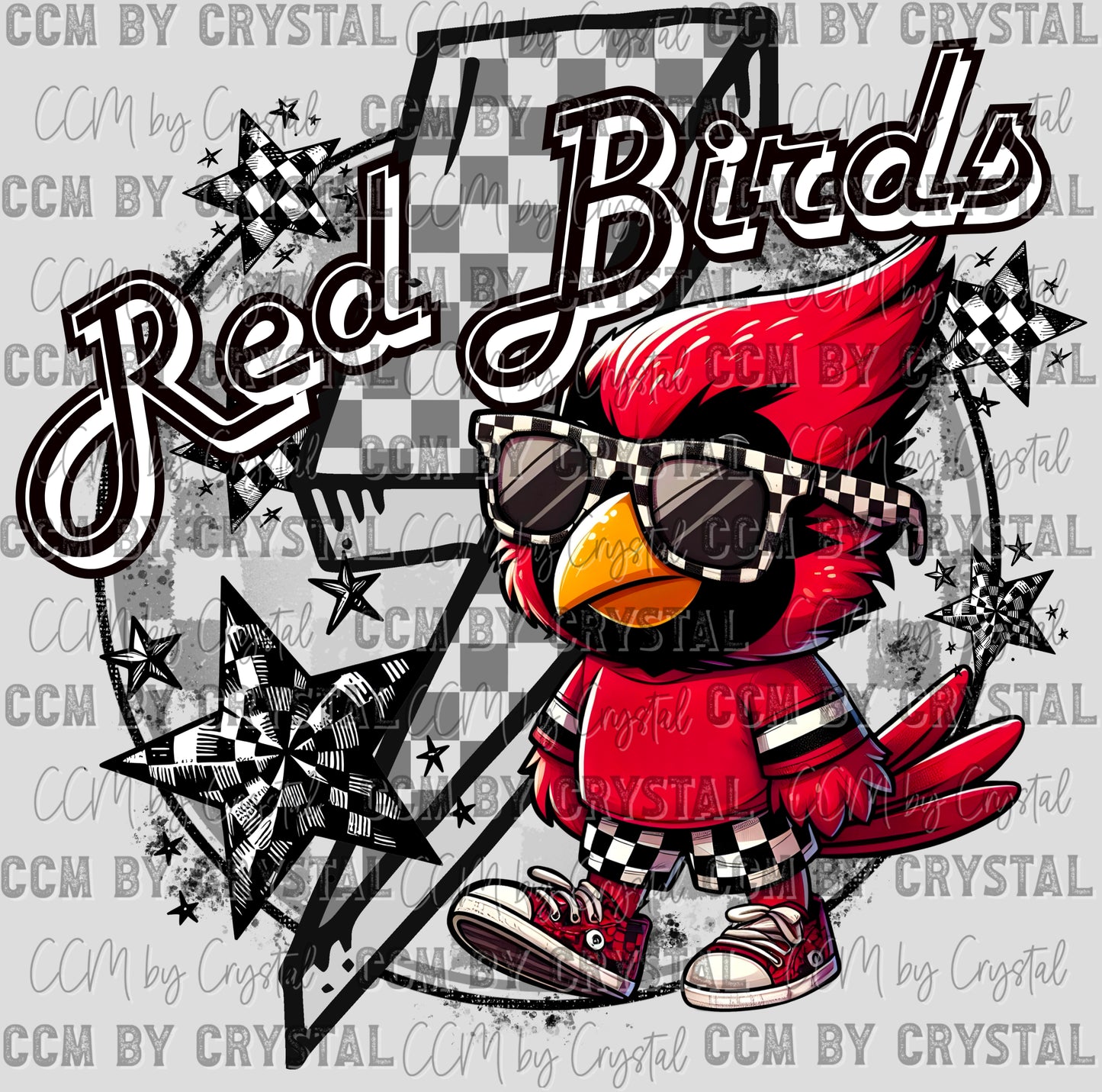 Red Birds Mascot Ready to Press Transfer DTF Transfer Sublimation Transfer