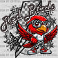 Red Birds Mascot Ready to Press Transfer DTF Transfer Sublimation Transfer