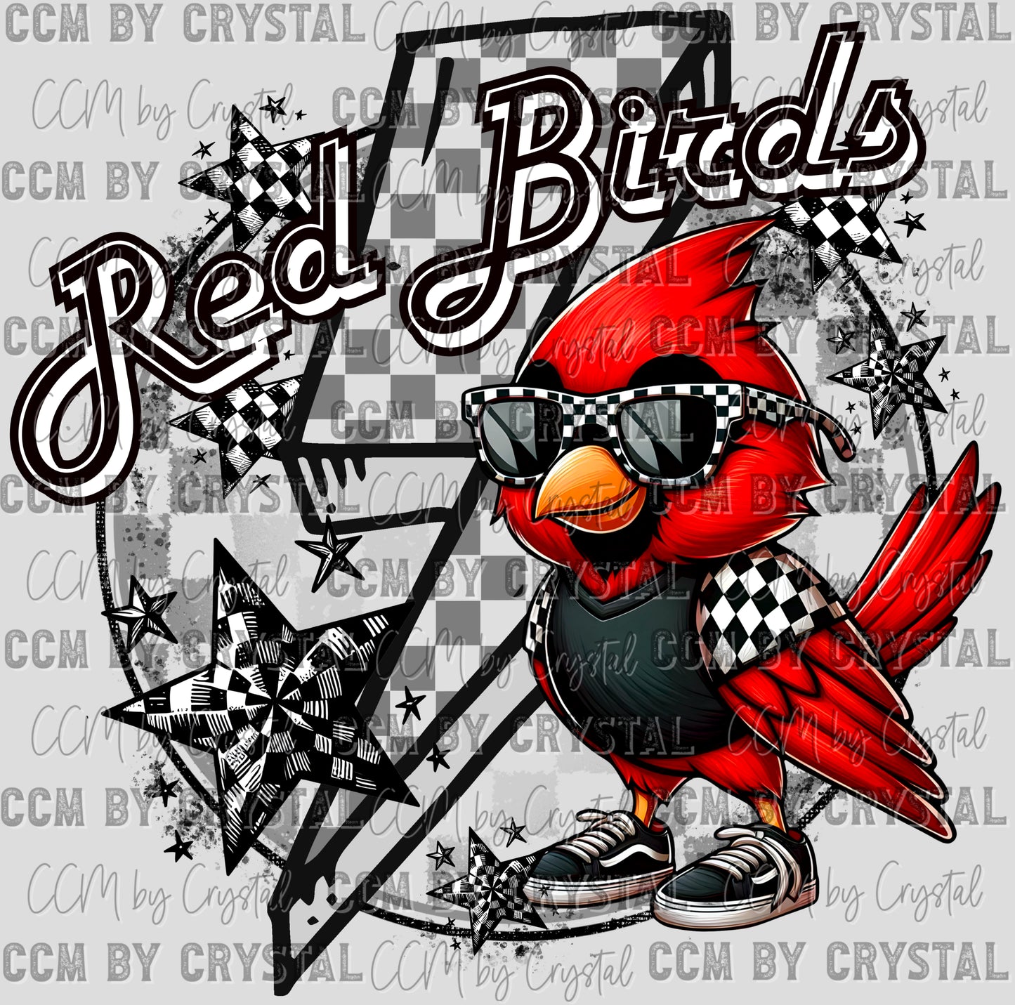 Red Birds Mascot Ready to Press Transfer DTF Transfer Sublimation Transfer