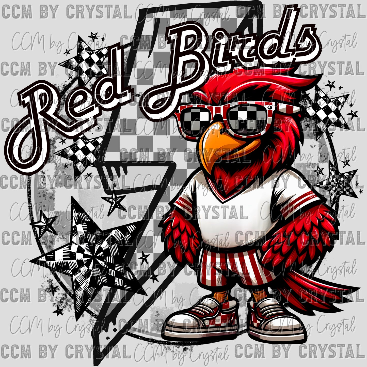Red Birds Mascot Ready to Press Transfer DTF Transfer Sublimation Transfer