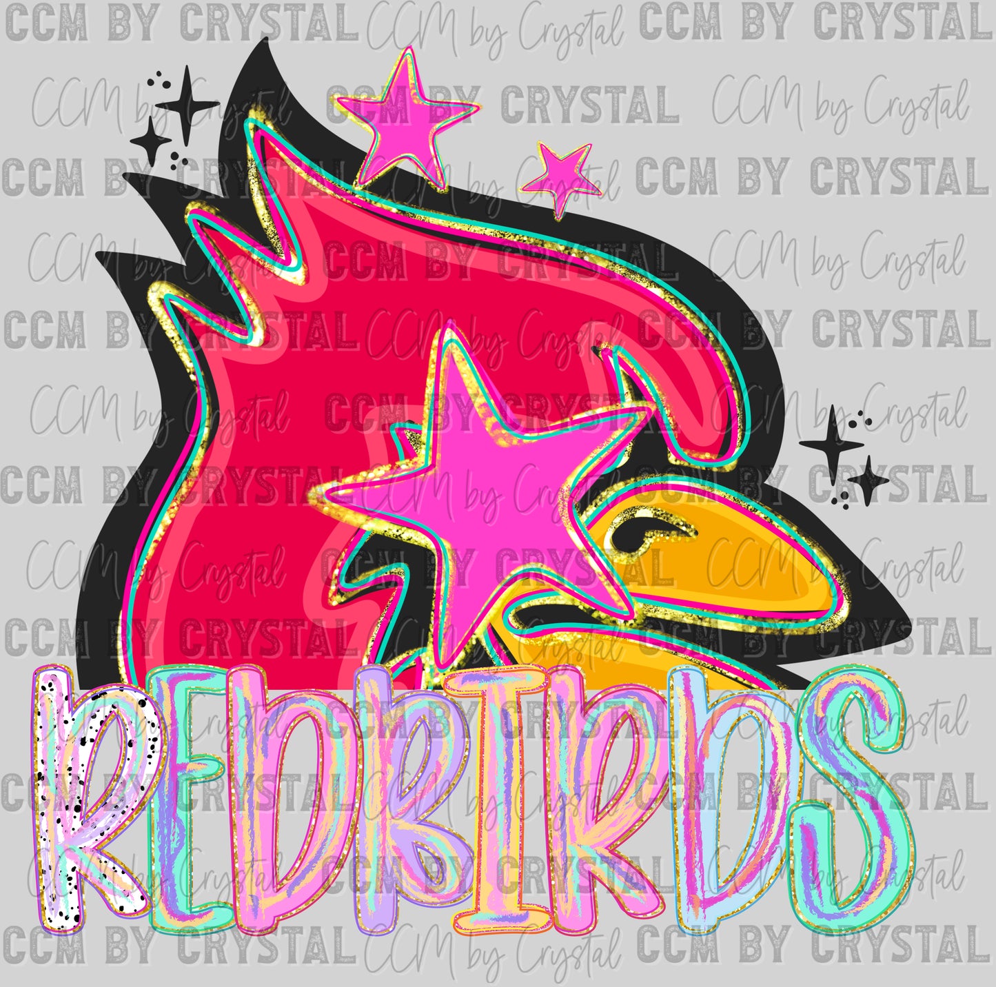 Redbirds Pastel Mascot Ready to Press DTF Transfers Sublimation Transfers