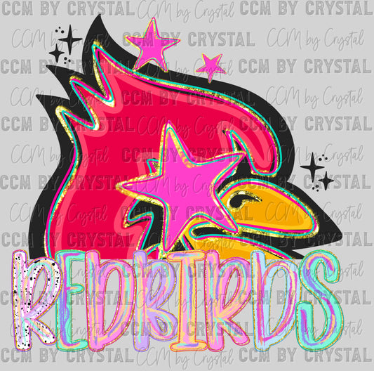 Redbirds Pastel Mascot Ready to Press DTF Transfers Sublimation Transfers