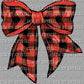 Christmas Coquette Bow Buffalo Plaid Ready to Press Transfer DTF Transfer Sublimation Transfer