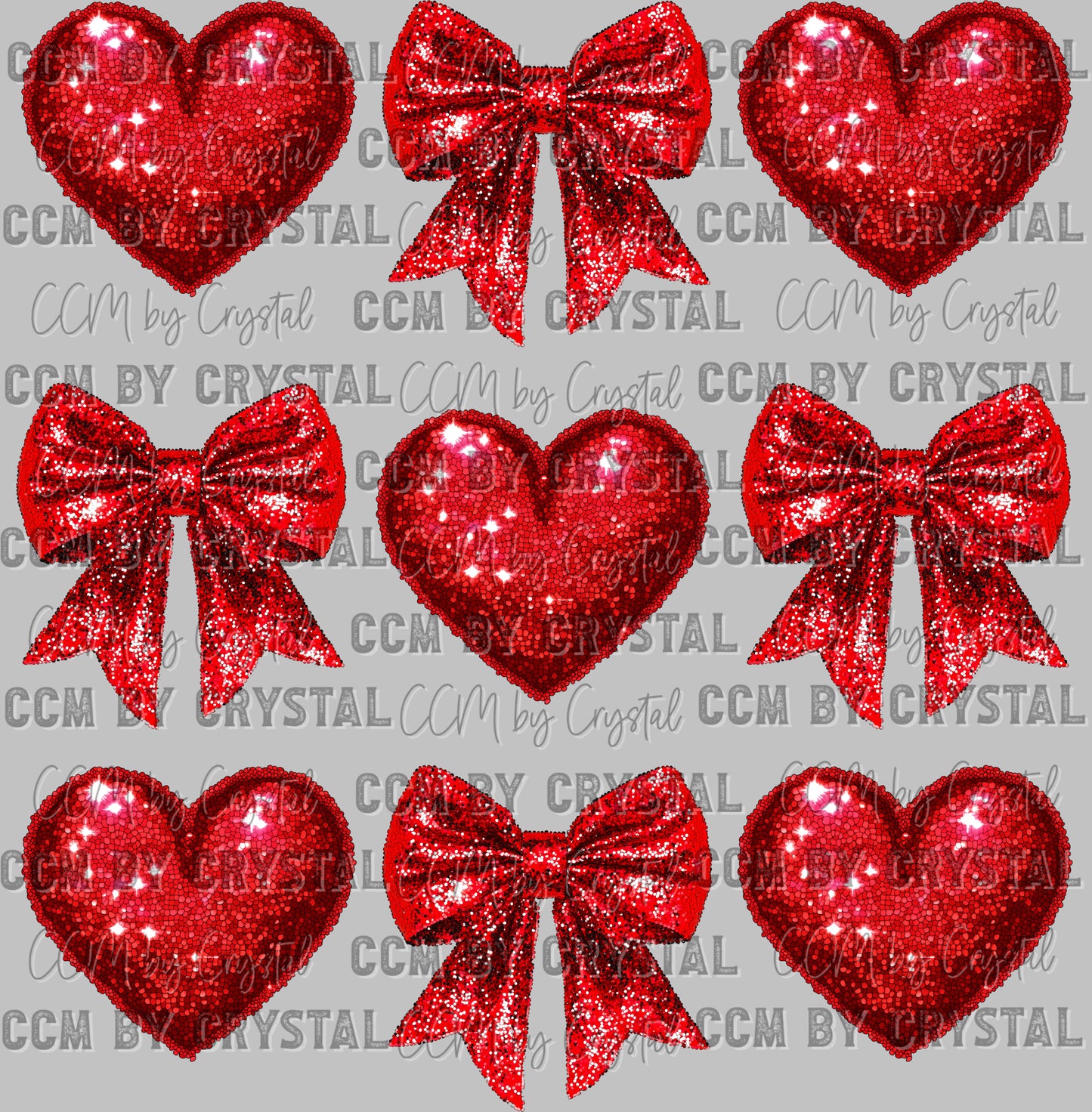 Hearts and Bows Valentines Day Ready to Press Transfer DTF Transfer Sublimation Transfer