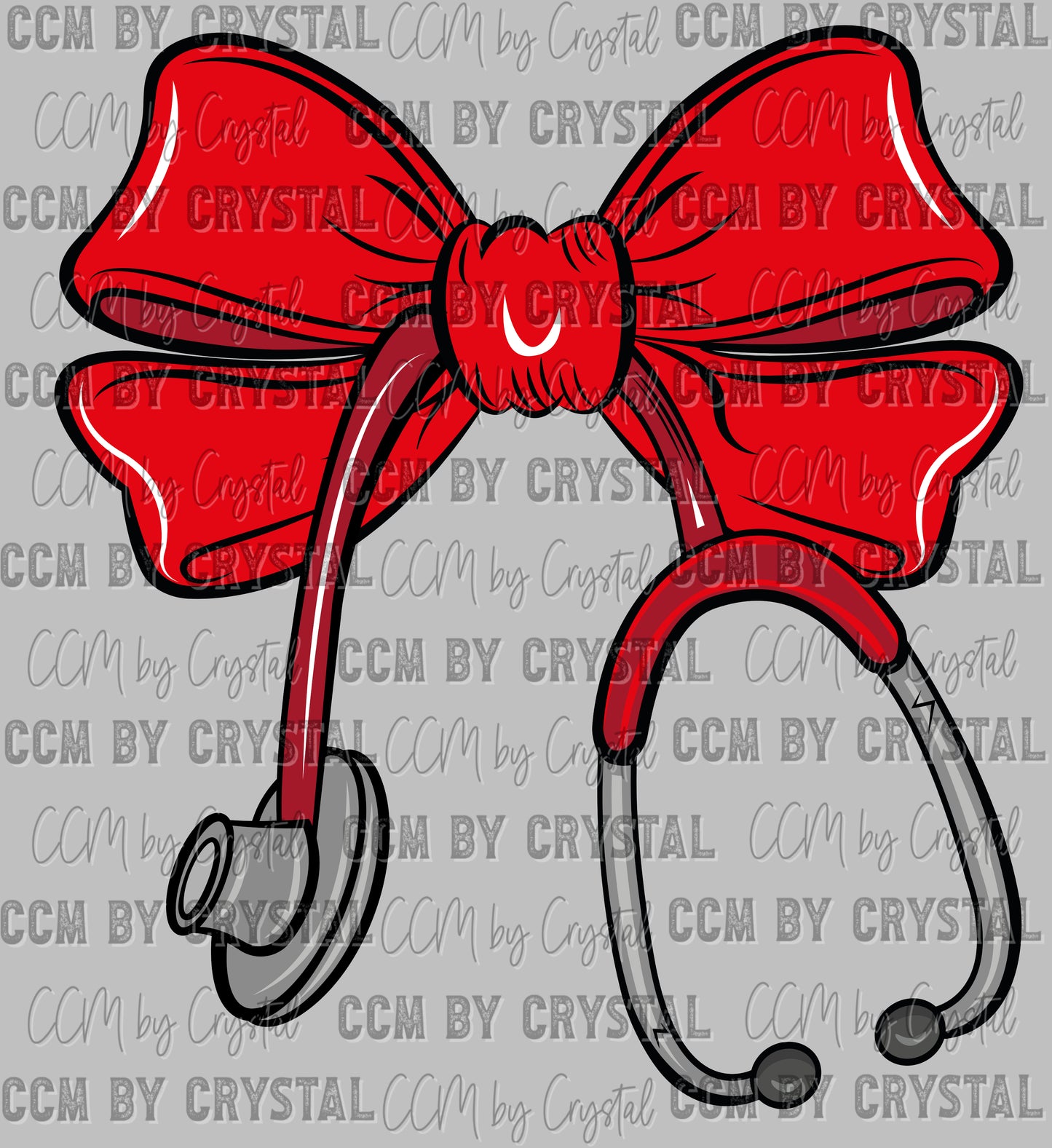 Red Stethoscope Bow Nurse Ready to Press Transfer DTF Transfer Sublimation Transfer
