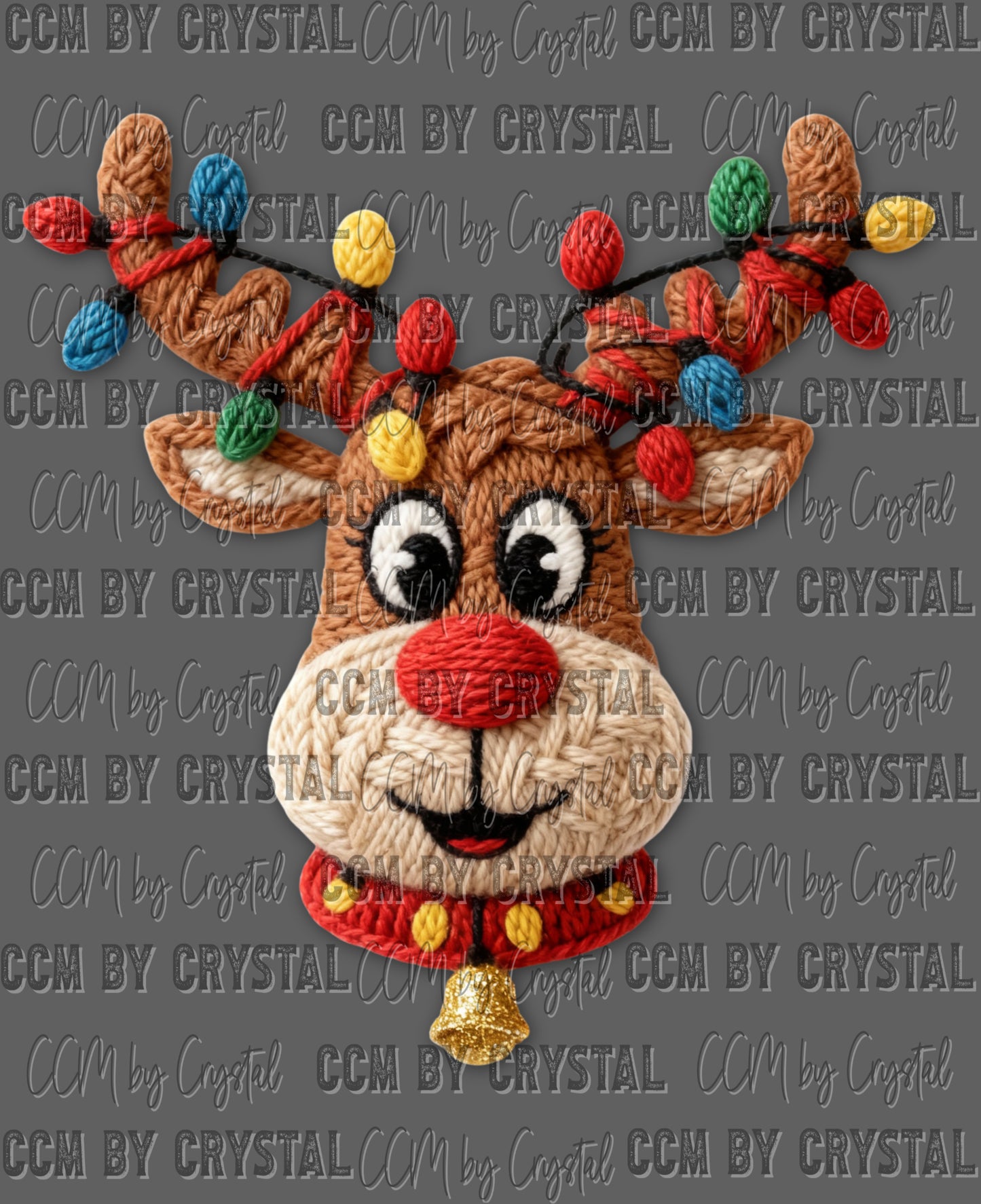 Reindeer Rudolph Christmas Lights Faux Yarn UV DTF Transfer Sticker UV Transfer Ready to Apply