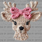 Reindeer Bow Christmas Faux Yarn UV DTF Transfer Sticker UV Transfer Ready to Apply