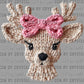 Reindeer girl Faux Fake Yarn Christmas Ready to Press Transfer Instant Peel DTF Transfer Sublimation Transfer