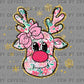 Reindeer Flowers Floral Bow Faux Glitter Winter Ready to Press Transfer DTF Transfer Sublimation Transfer
