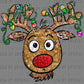 Christmas Reindeer with Tangled Lights Faux Sequins Ready to Press Transfer DTF Transfer Sublimation Transfer
