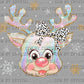 Colorful Reindeer Christmas Faux Glitter Ready to Press Transfer DTF Transfer Sublimation Transfer