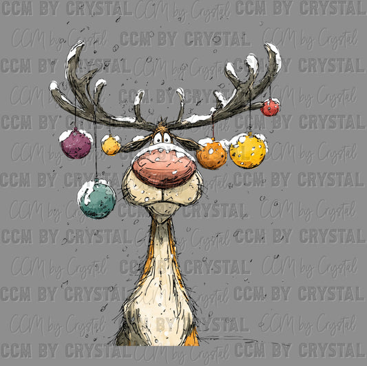 Silly Reindeer Christmas Ready to Press Instant Peel DTF Transfers Sublimation Transfers