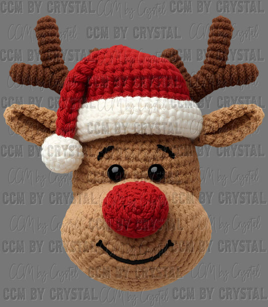 Reindeer Faux Fake Yarn Christmas Ready to Press Transfer Instant Peel DTF Transfer