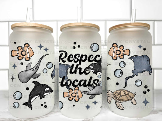Respect the Locals Summer Ocean UV Transfer 16oz Libby Glass Can Wrap Ready to Apply