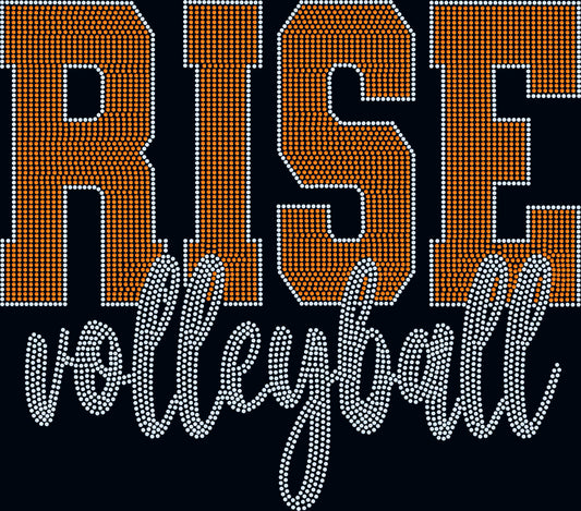 Rise Volleyball 11" Wide 2- Color Spangle Ready to Press Spangle Transfer Sparkle Bling