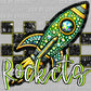 Rockets Mascot Faux Rhinestones Effect Ready to Press Transfer DTF Transfer Sublimation Transfer