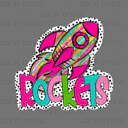 Rockets Colorful mascot Ready to Press Transfer DTF Transfer Sublimation Transfer