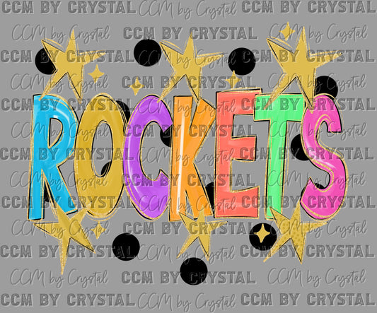 Rockets Colorful Mascot Ready to Press DTF Transfers Sublimation Transfers
